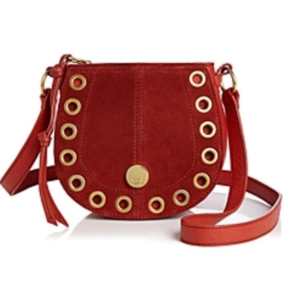 NEW See by Chloé Designer Kriss Suede & Pebbled Leather Crossbody Bag